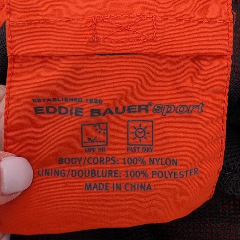 Eddie Bauer Sport Swim Trunks Mens L Orange UPF 50 Fast Dry‎ Cargo Board Shorts